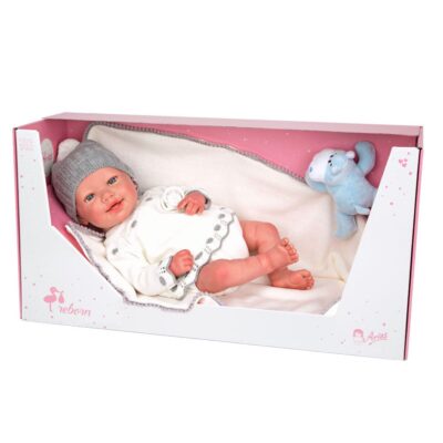 REBORN ARIAS 45cm. MARTIN C. MANTA Y PELUCHE