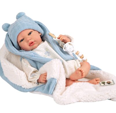REBORN MARTÍN AZUL CON MANTA 40 cm. CON PESO