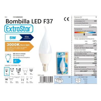 BOMBILLA VELA FANTASÍA 2835 LED E14/4 8 W