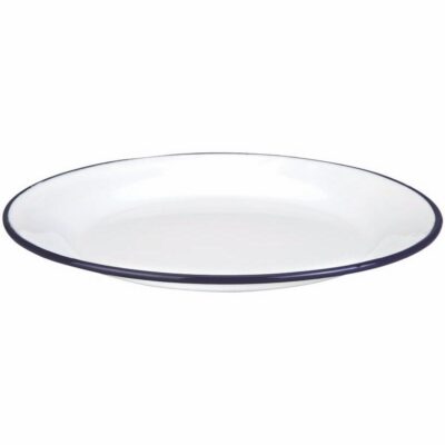 PLATO LLANO ACERO ESMALTADO FILO AZUL 22 CM.