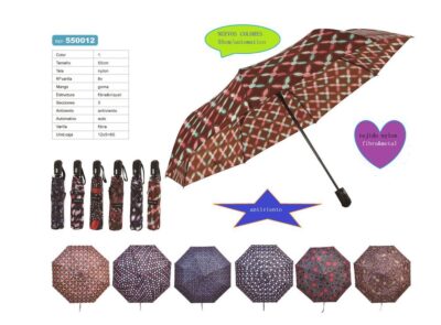 PARAGUAS PLEGABLE MUJER, 55 CM 8 VAR. ESTAMPADO