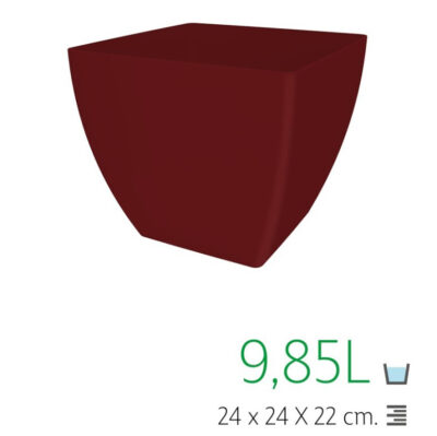 MACETA CUADRADA 24 CM ROJO