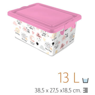 Caja Plástico Almacenaje 13 L. TAPA COLOR CIELO