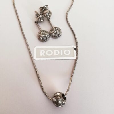 Conjunto Pendientes y Collar Plateado Rodio