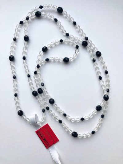 Collar 60 cm. Cuentas de Cristal Blanco y Negro