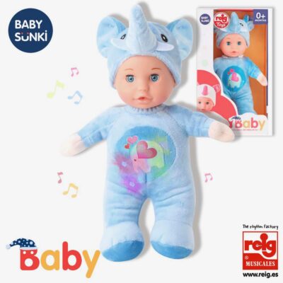 Muñeco Baby Sunki 30 cm. Luz y Sonido. Elefante.