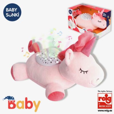 Peluche Unicornio Proyector Estrellas y Nanas
