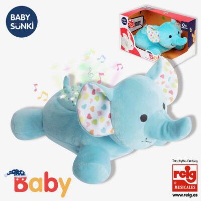 Peluche Elefante Proyector Estrellas y Nanas