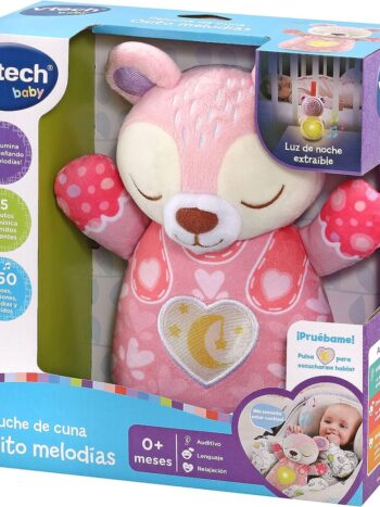 Peluche de cuna Osito melodías rosa