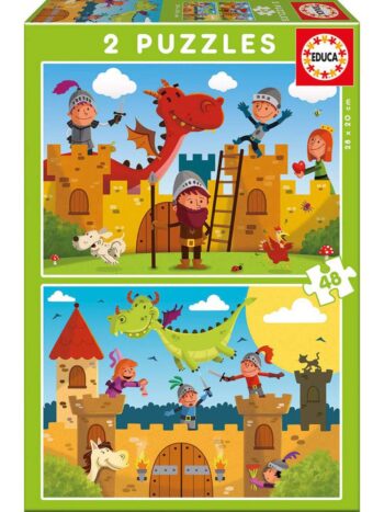 PUZZLE, 2X48 DRAGONES Y CABALLEROS