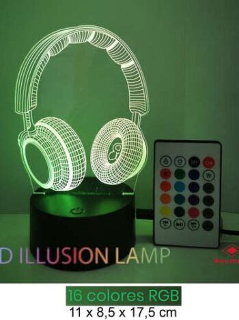 LAMPARA LED 3D NIGHTLIGHT AURICULAR CONTROL REMOTO