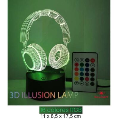 LAMPARA LED 3D NIGHTLIGHT AURICULAR CONTROL REMOTO