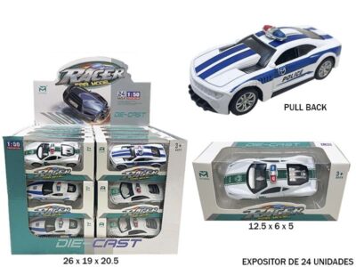 COCHE POLICIA PULL BACK 4 SURT. EN CAJA ESC. 1:50