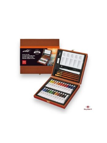 ESTUCHE MADERA ARTIST PINTURA ACRILICA,34 PIEZAS