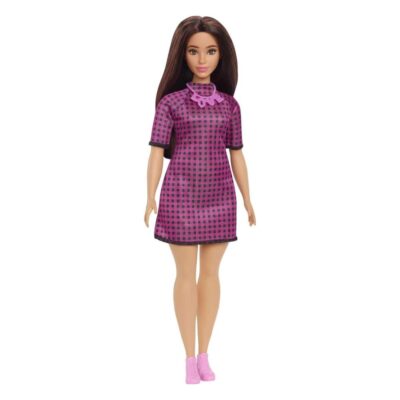MUÑECA BARBIE FASHIONISTA VESTIDO ROSA CUADROS
