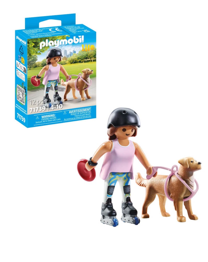 Playmobil 71739, Patinadora con Retriever