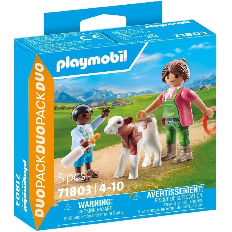Playmobil 71803, Granjera con ternero