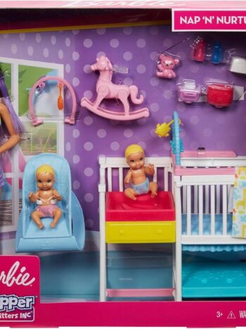 BARBIE SKIPPER MORENA NIÑERA CON BEBES
