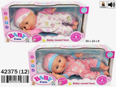 MUÑECO ACOSTADO CON SONIDO PILAS INCL. -2 Mod.