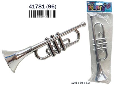 TROMPETA PLATEADA 33CM. EN BOLSA