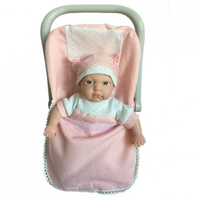 MUÑECA 30 CM EN SAQUITO ROSA DE BEBE C/12 SONIDOS