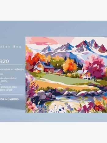 PINTAR POR NUMEROS MONTAÑAS NEVADAS EN OTOÑO
