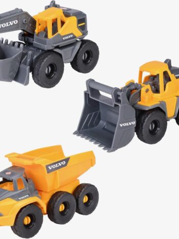 Dickie Toys- Set 3 Vehículos de Obras Volvo 16cm