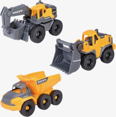 Dickie Toys- Set 3 Vehículos de Obras Volvo 16cm