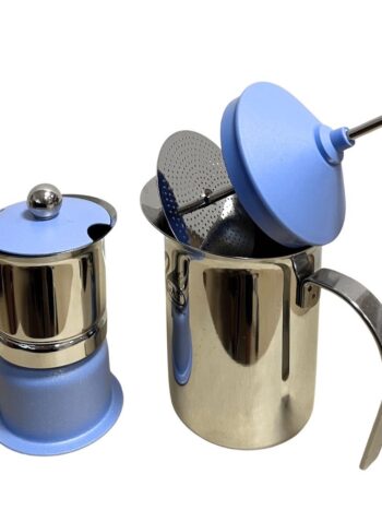 Juego Cafetera 1 Taza + Cafetera de Émbolo Azul
