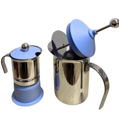 Juego Cafetera 1 Taza + Cafetera de Émbolo Azul