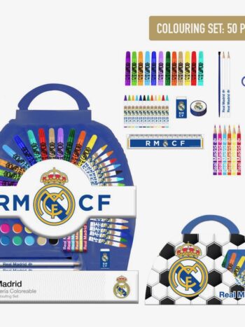 SET PAPELERÍA COLOREABLE 50 PIEZAS Real Madrid