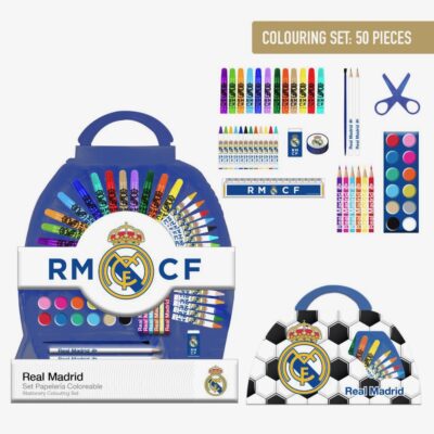 SET PAPELERÍA COLOREABLE 50 PIEZAS Real Madrid