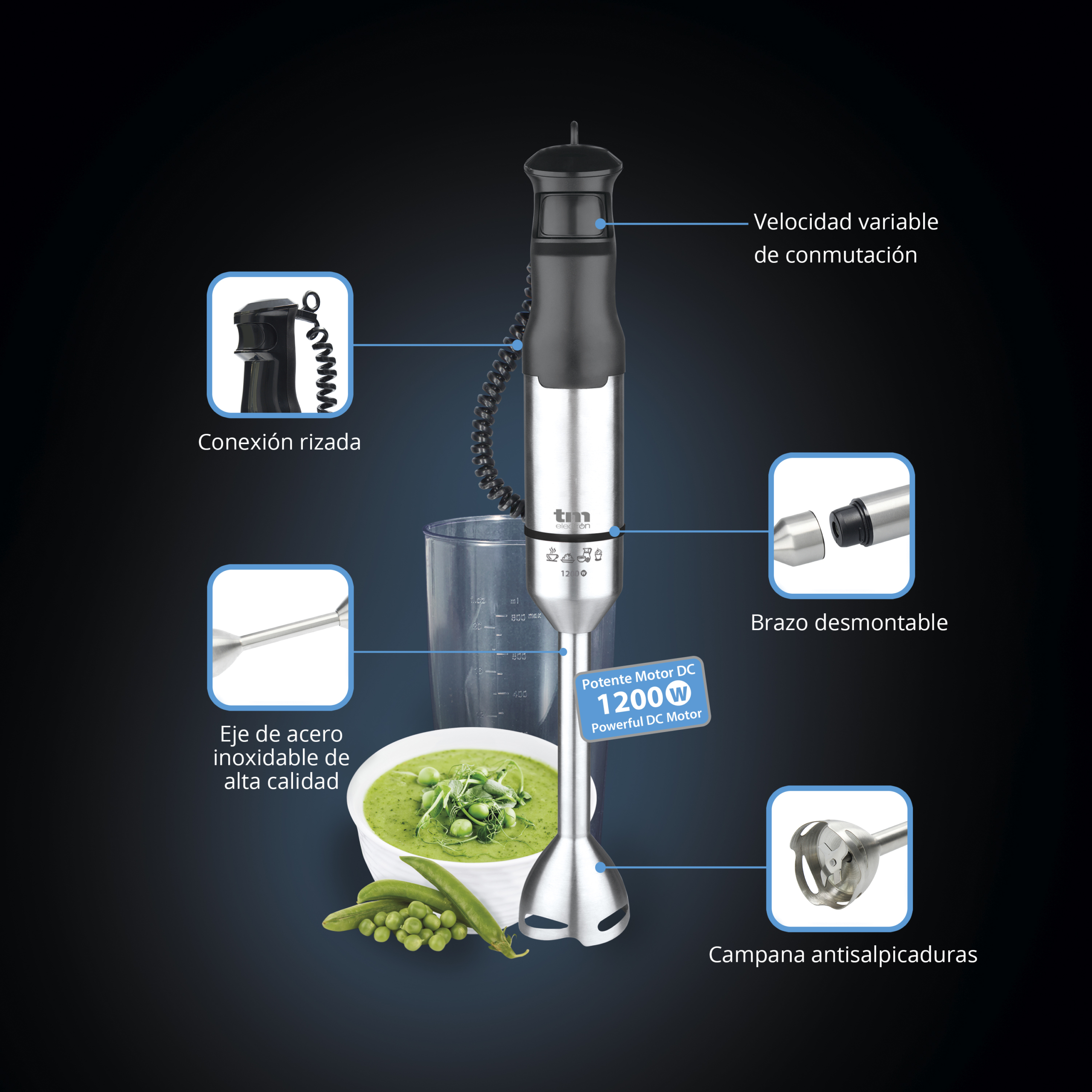 BATIDORA DE MANO 1200W CON ACC. TME
