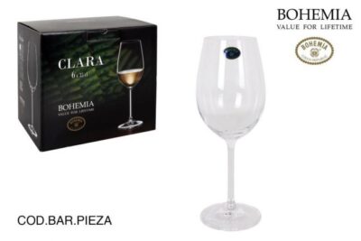 JUEGO 6 COPAS VINO BLANCO BOHEMIA 350cc "CLARA"