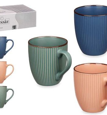 PACK 6 TAZA AMERICANA 550ML RAYAS SURT 3 COLOR