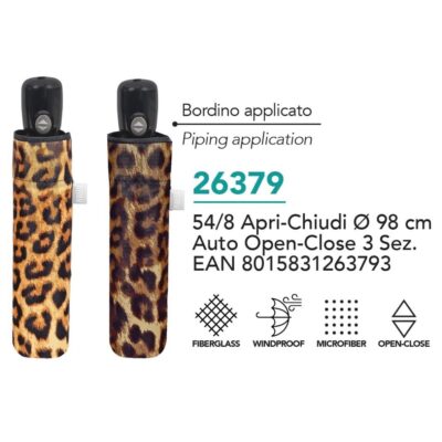 Paraguas mujer 54/8 automatico Leopardo
