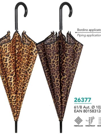 Paraguas mujer 61/8 aut. Estampado Leopardo