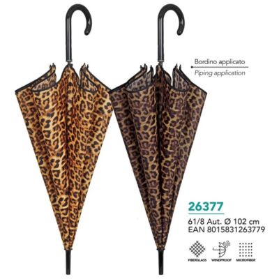 Paraguas mujer 61/8 aut. Estampado Leopardo