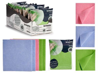 SET 5 BAYETAS SUAVE 40X36CM SURT 3 COL