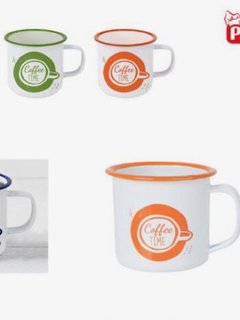 TAZA MUG ESMALTADA BLANCA COFFEE TIME 100ML