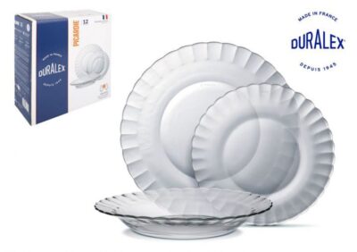 VAJILLA TRANSP. 12pc DURALEX "PICARDIE"