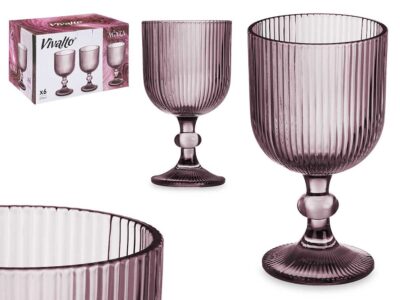 JUEGO 6 COPA ROSA RAYAS 260ML