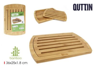 BANDEJA CORTA PAN BAMBU 36X25X1.8CM QUTT