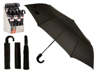 PARAGUAS PLEGABLE MANGO NEGRO