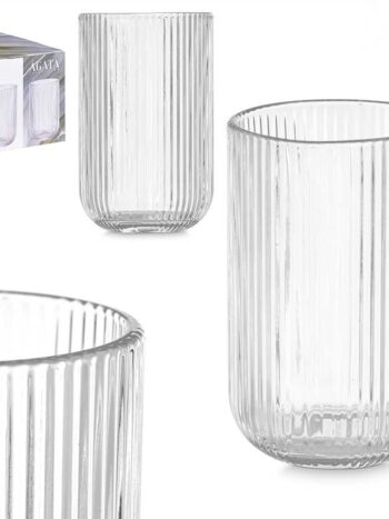 Set 6 VASOS TRANSPARENTES RAYAS 430ML