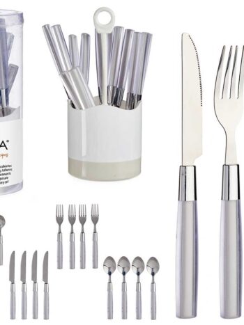SET 16 CUBIERTOS ACERO INOXIDABLE MANGO PS GRIS