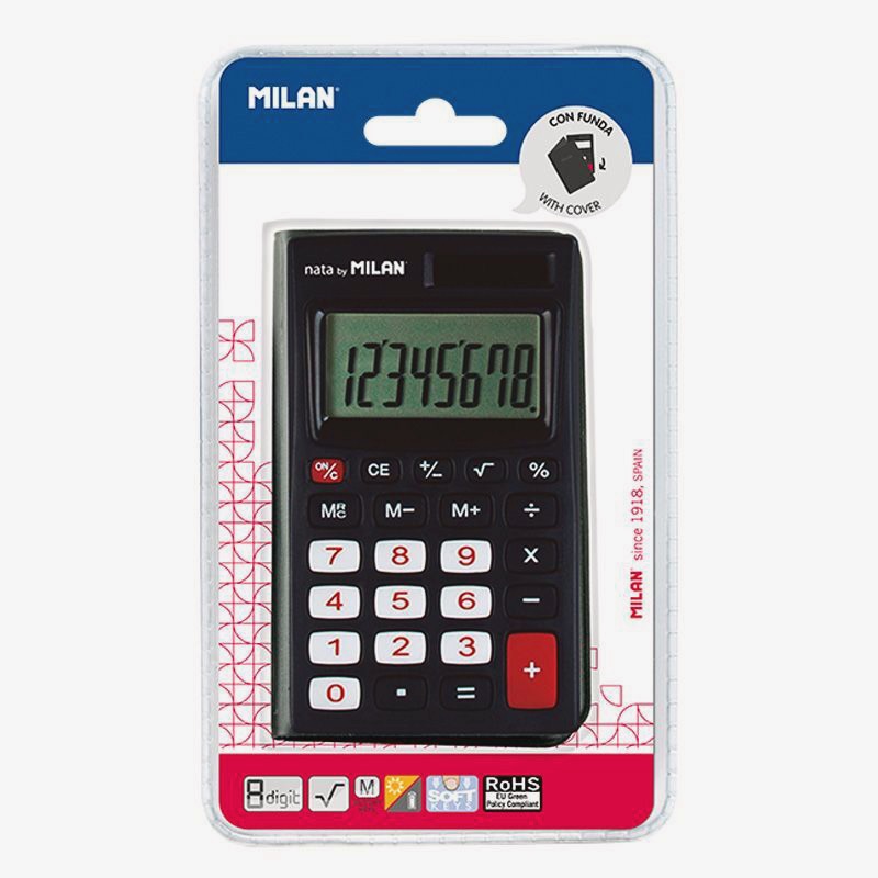 BLISTER CALCULADORA 8 DIGITOS FUNDA NEGRO