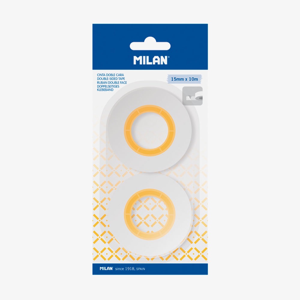 BLISTER 2 ROLLOS CINTA DOBLE CARA 15mmx10m